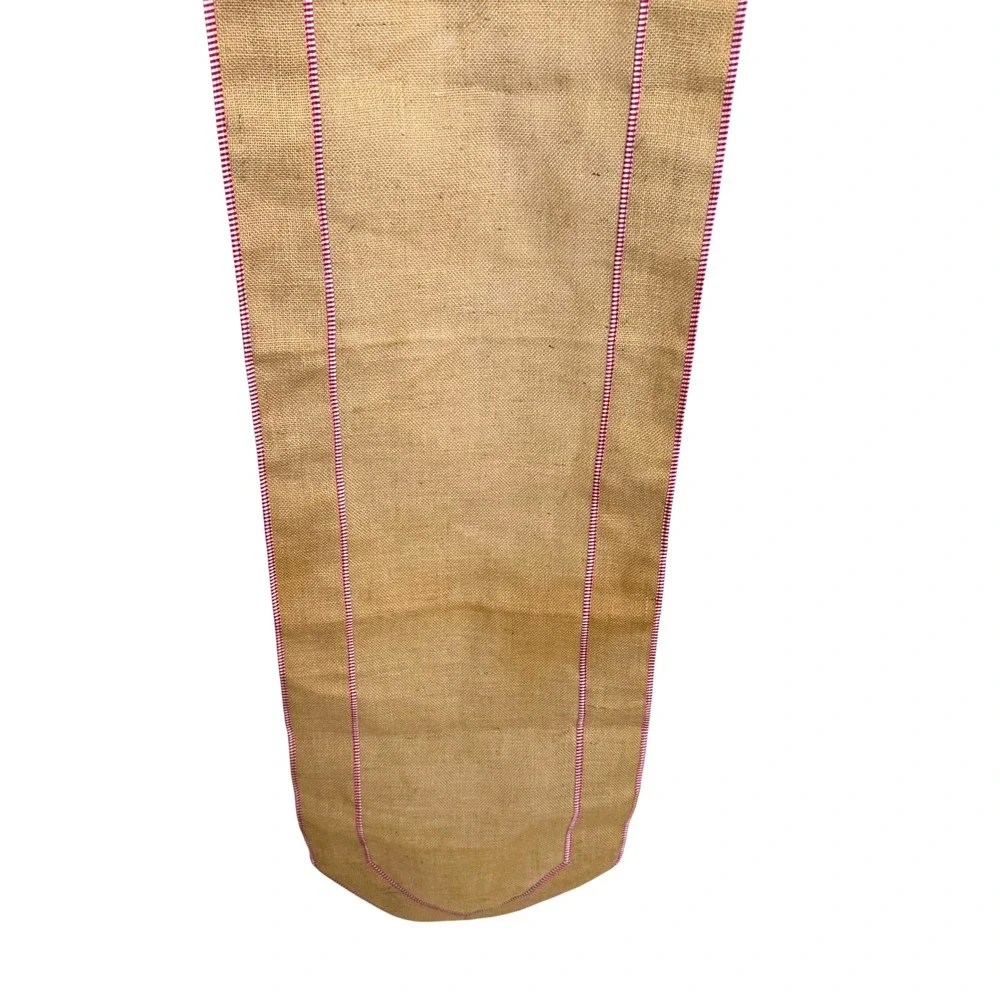 Rustic Jute Burlap Table Runner Red Gingham Check Border 16x72 Farmhouse Decor